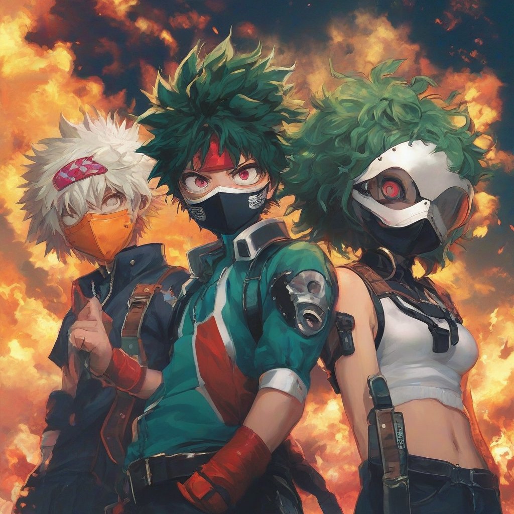 2boys,  1girl,  Izuku Midoriya by Mr. Aura on Tensor.Art