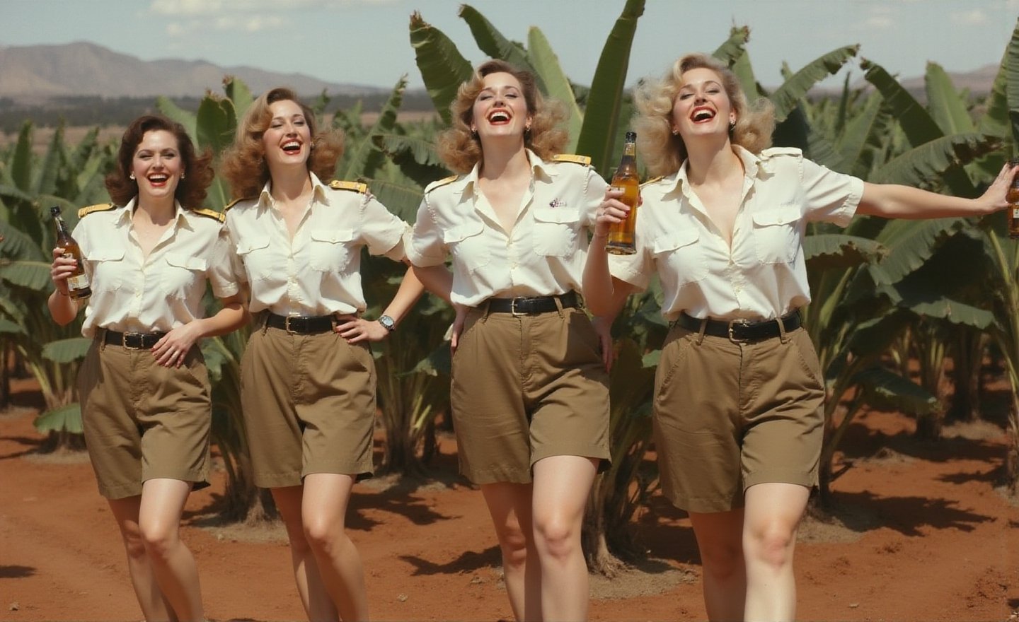"\"An image from a silent movie,  four White curvy laughing prisoners of ww2 war ladies,  40s style by user_79372365322428...