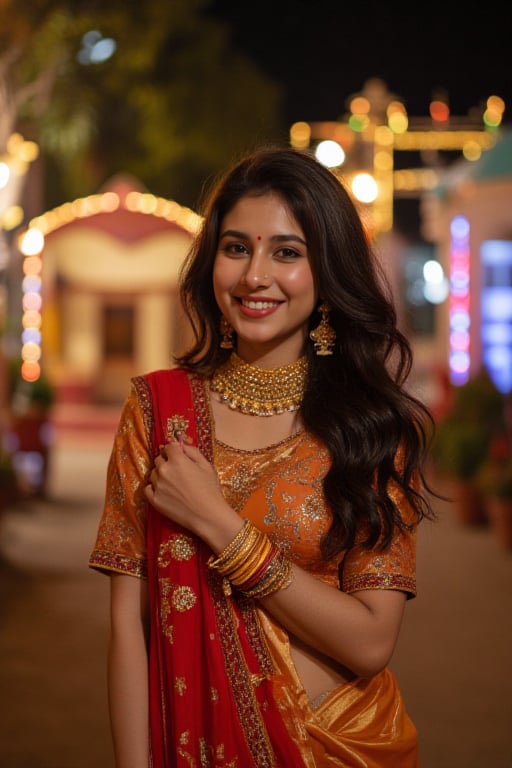 a young beautiful woman wearing Indian outfit,  jewellery,  accessories by user_793732681245427705 on Tensor.Art