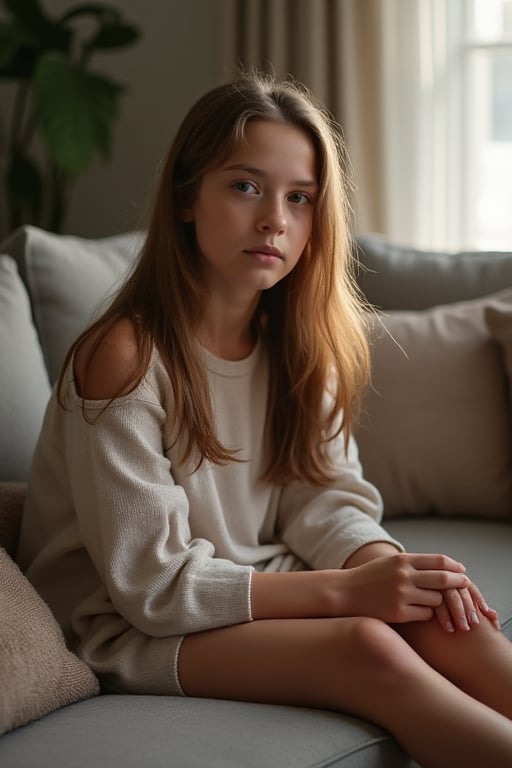 A beautiful girl sitting on the couch by Evan aja on Tensor.Art