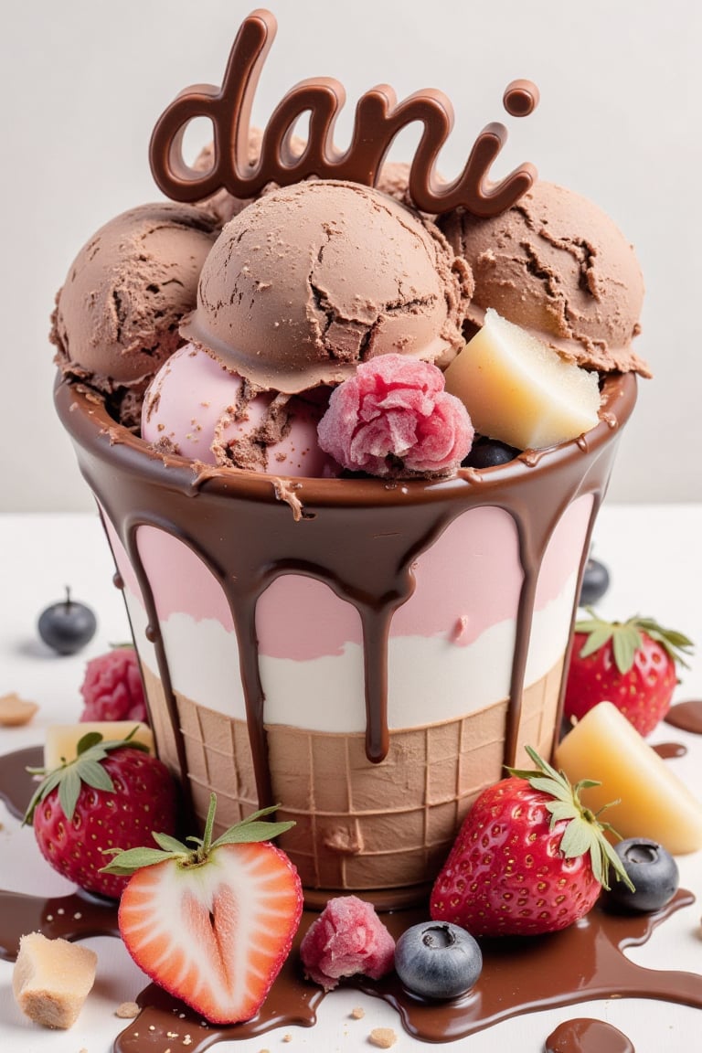 artistic graphic,  concept art photography: ice cream cup,  it tastes like chocolate covered with Strawberry by 老安 on Tens...