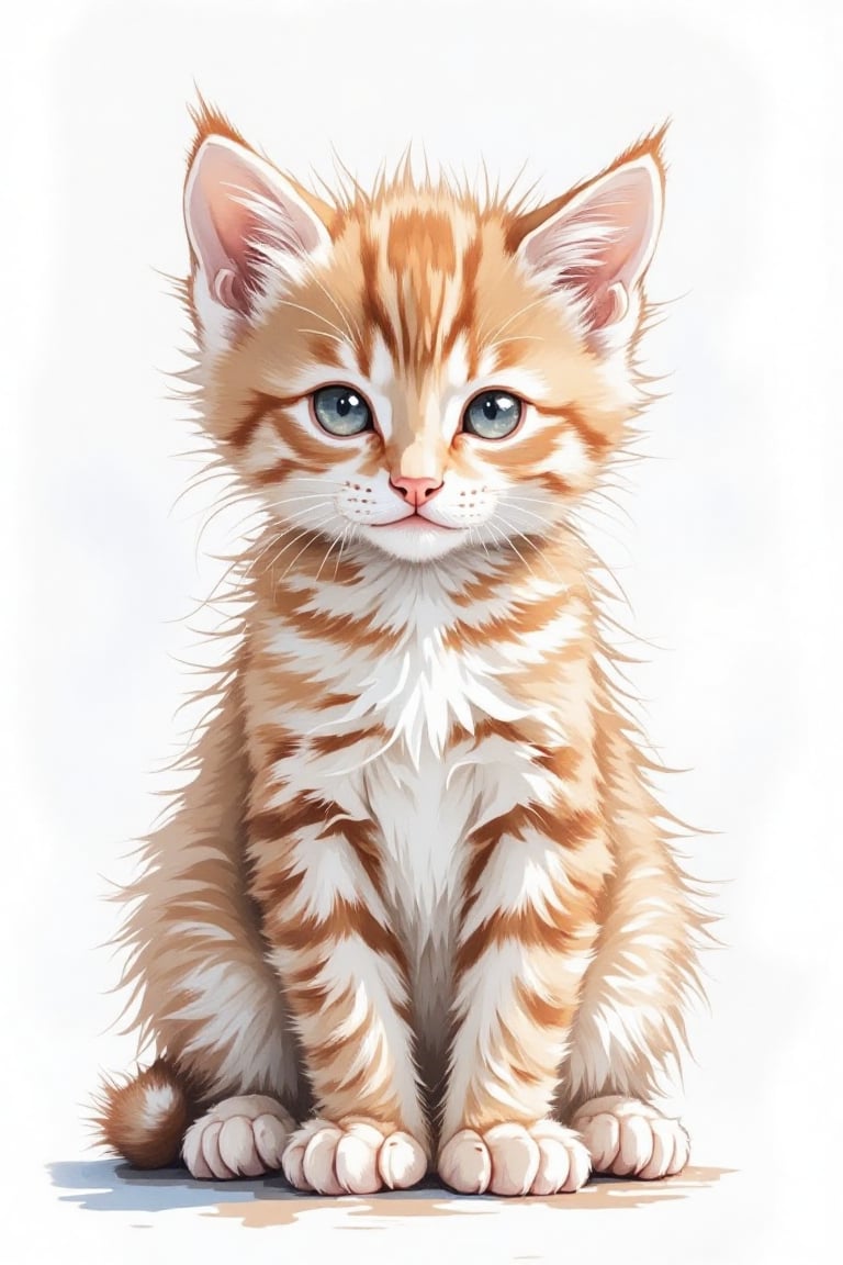 delicate watercolor painting of a kitten with a tablet pc,  translucent washes,  fluid brushstrokes. by Trew Poi on Tensor...