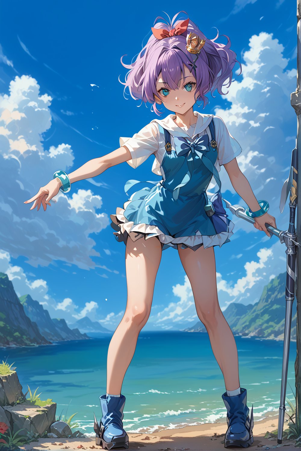 javelin,  aqua eyes,  purple hair by aruchi609 on Tensor.Art