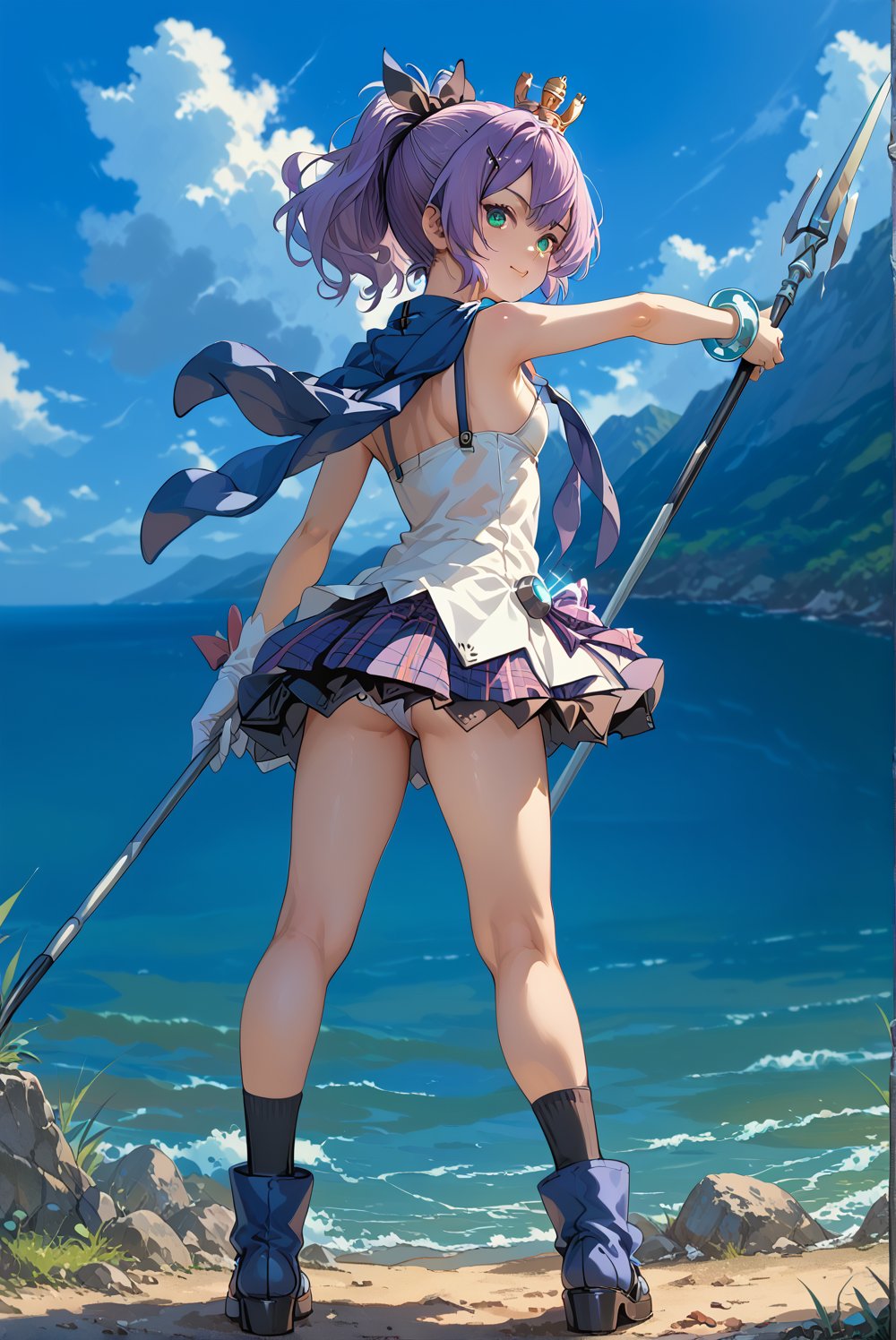 javelin,  aqua eyes,  purple hair by aruchi609 on Tensor.Art