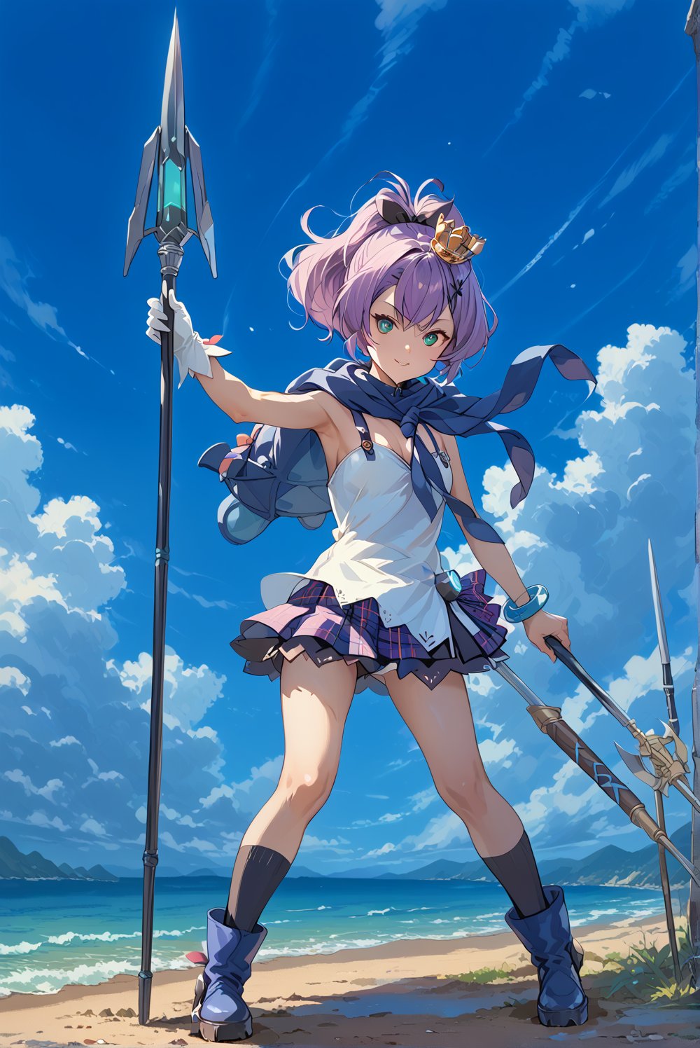 javelin,  aqua eyes,  purple hair by aruchi609 on Tensor.Art