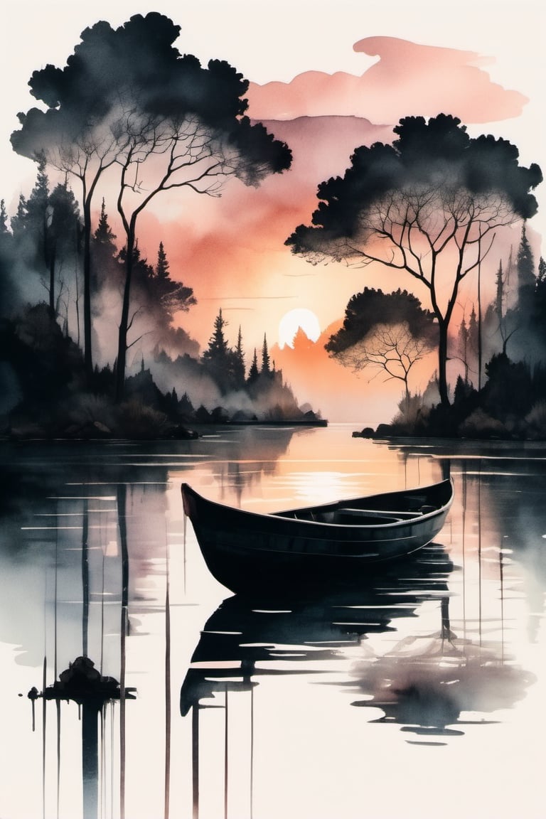 ink scenery,  no humans,  lake by CMC Photo on Tensor.Art