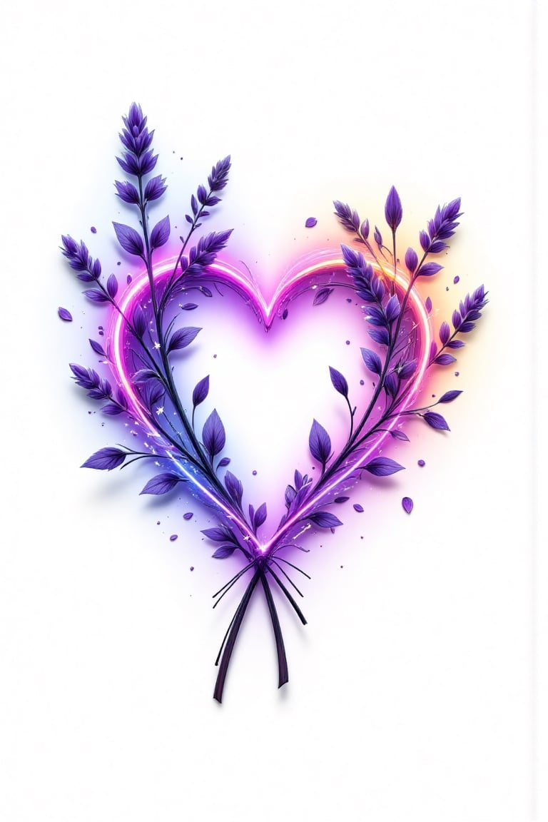 A white background on which the silhouette of the mother's heart stands out in contrast. It consists of: * a sprig of lave...