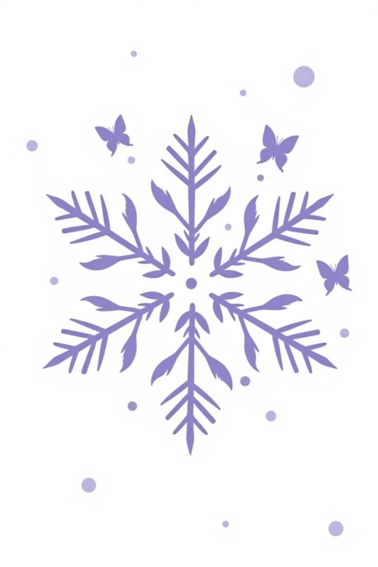 Create a serene and elegant illustration on a snow-white background,  where the delicate silhouette of the snowflake mothe...