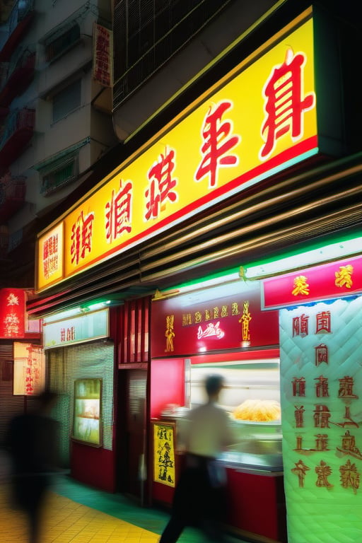 Hong Kong,  Mong Kok with neon signs,  Dim sum restaurants by Kan Cheuk Tik Garrick 23631686 on Tensor.Art