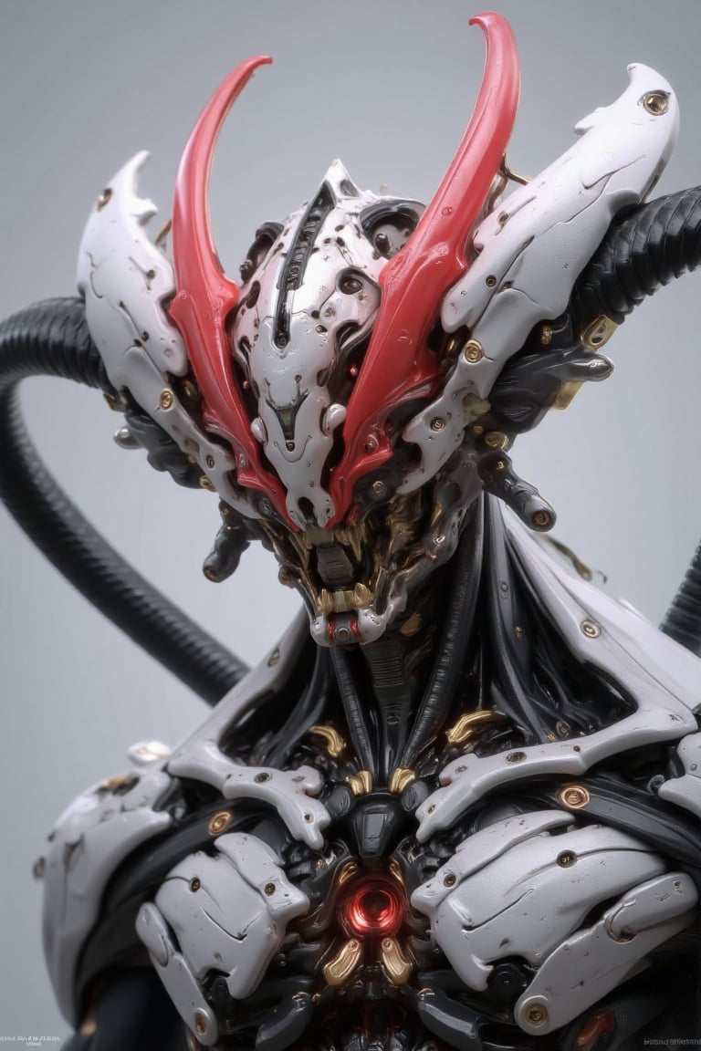 "Create a highly detailed and futuristic alien warrior with a biomechanical design,  featuring a menacing,  angular helmet...