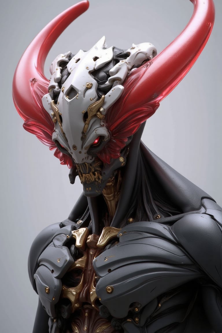 "Create a highly detailed and futuristic alien warrior with a biomechanical design,  featuring a menacing,  angular helmet...
