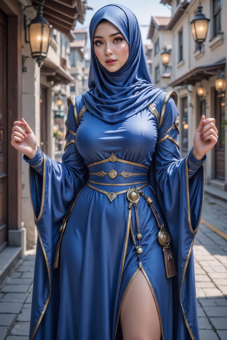 there is a woman in a blue dress posing for a picture,  extremely detailed artgerm,  artgerm on artstation pixiv by мαєℓѕт...
