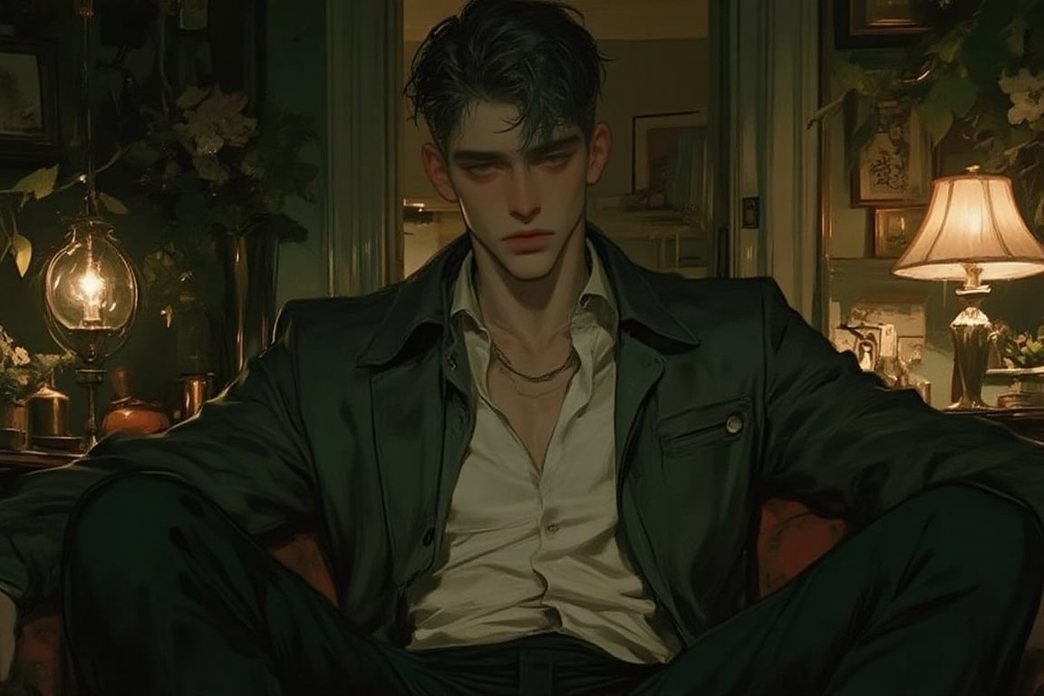 (Semi-realistic digital painting,  painterly style,  moody cinematic lighting) A studio apartment with a messy by xsonder...