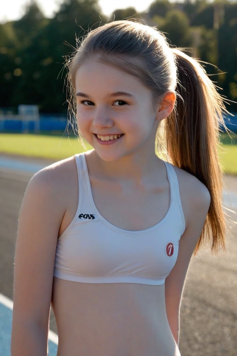 professional photo of a young adorable sporty girl showing off her nice young tits,  13yo,  cute early teen by hk97 on Ten...