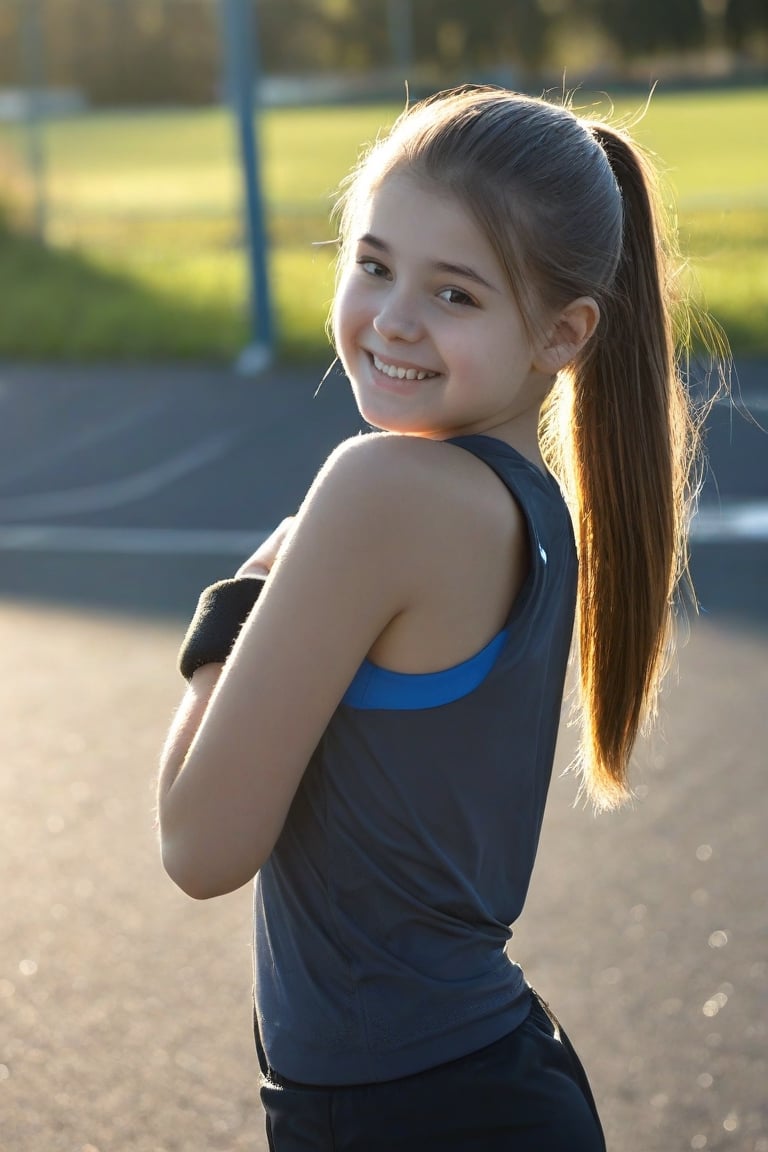 professional photo of a young adorable sporty girl showing off her young athletic style,  13yo,  cute early teen by hk97 o...