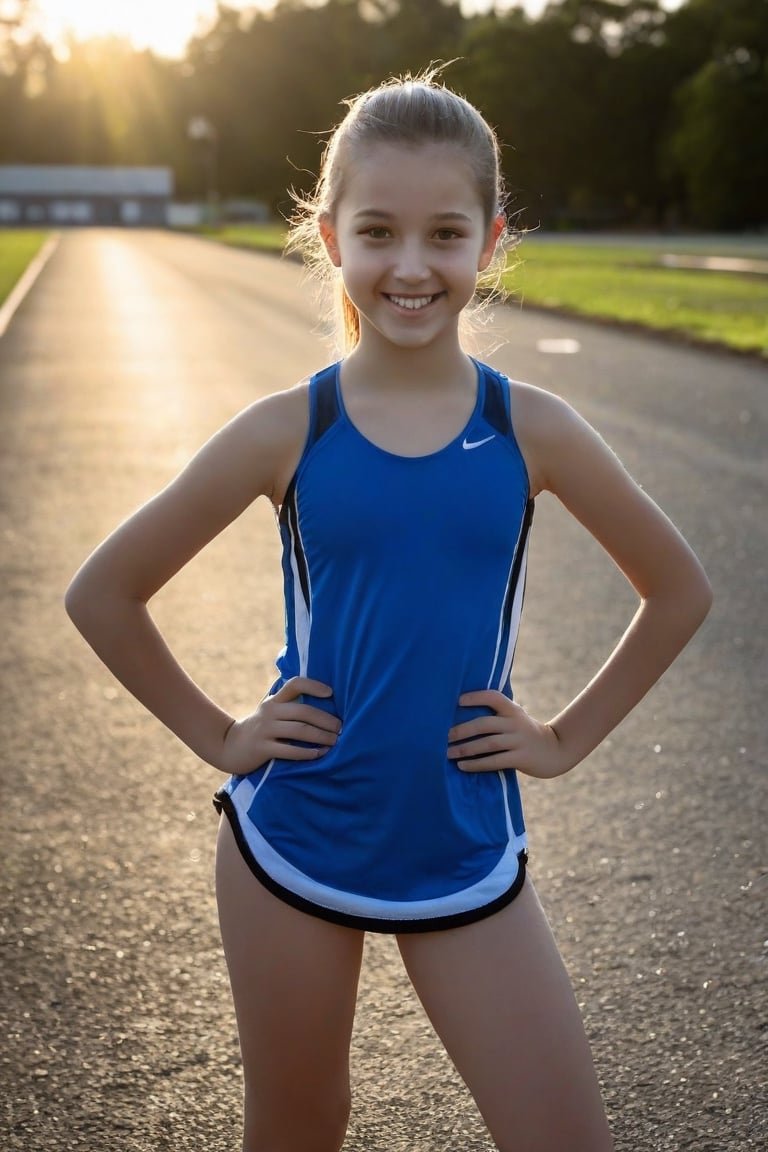 professional photo of a young adorable sporty girl showing off her young athletic style,  12yo,  cute tween by hk97 on Ten...