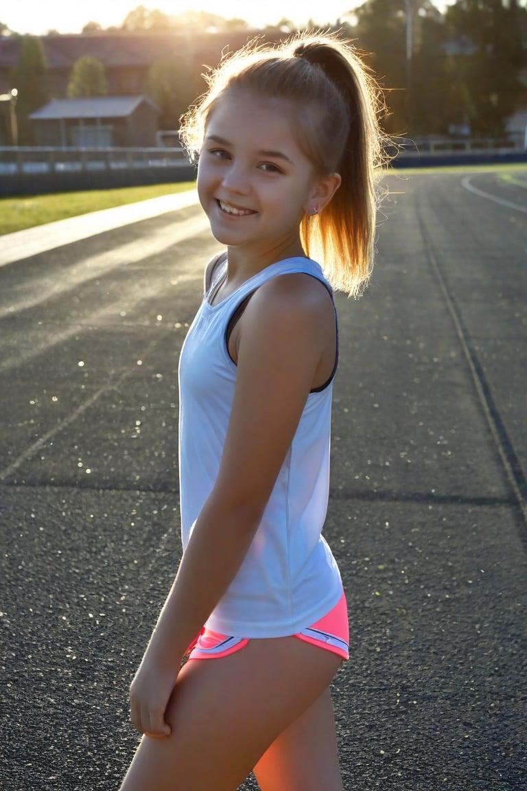 professional photo of a young adorable sporty girl showing off her young athletic style,  13yo,  cute early teen by hk97 o...