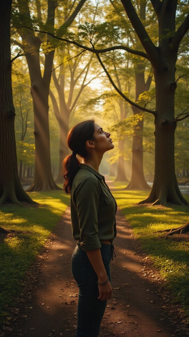 (Cinematic scene),  (Profile view close: 1.3),  a person looking up by KALIQUIZ on Tensor.Art