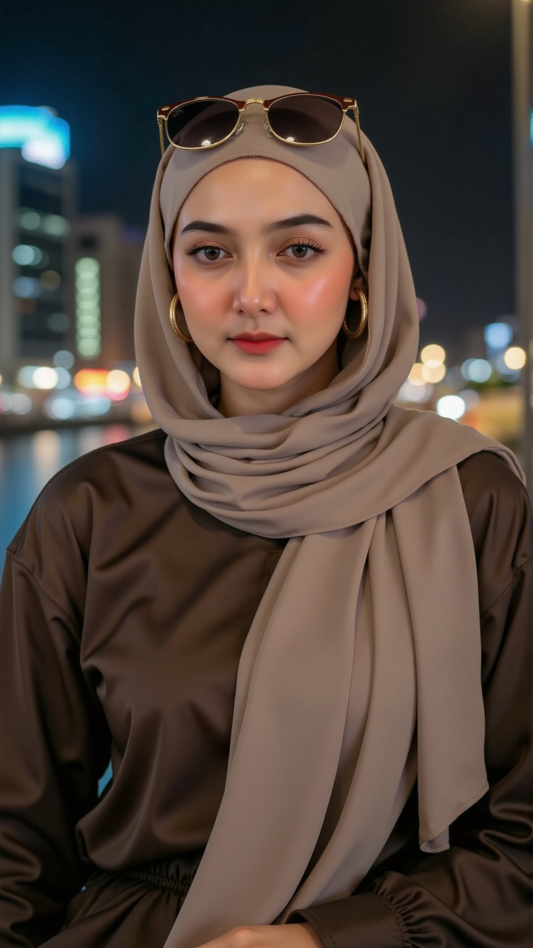 A highly detailed portrait half-body,  1girl,  sit in the night city by Artryu on Tensor.Art
