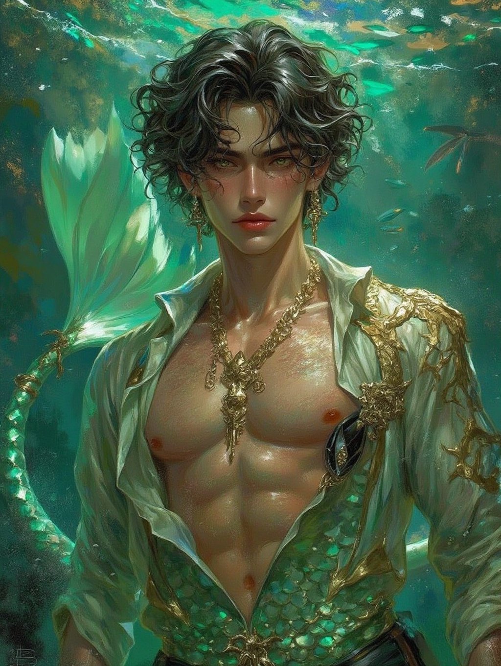 anime demihuman,  merman,  scales by user_806565545309855218 on Tensor.Art