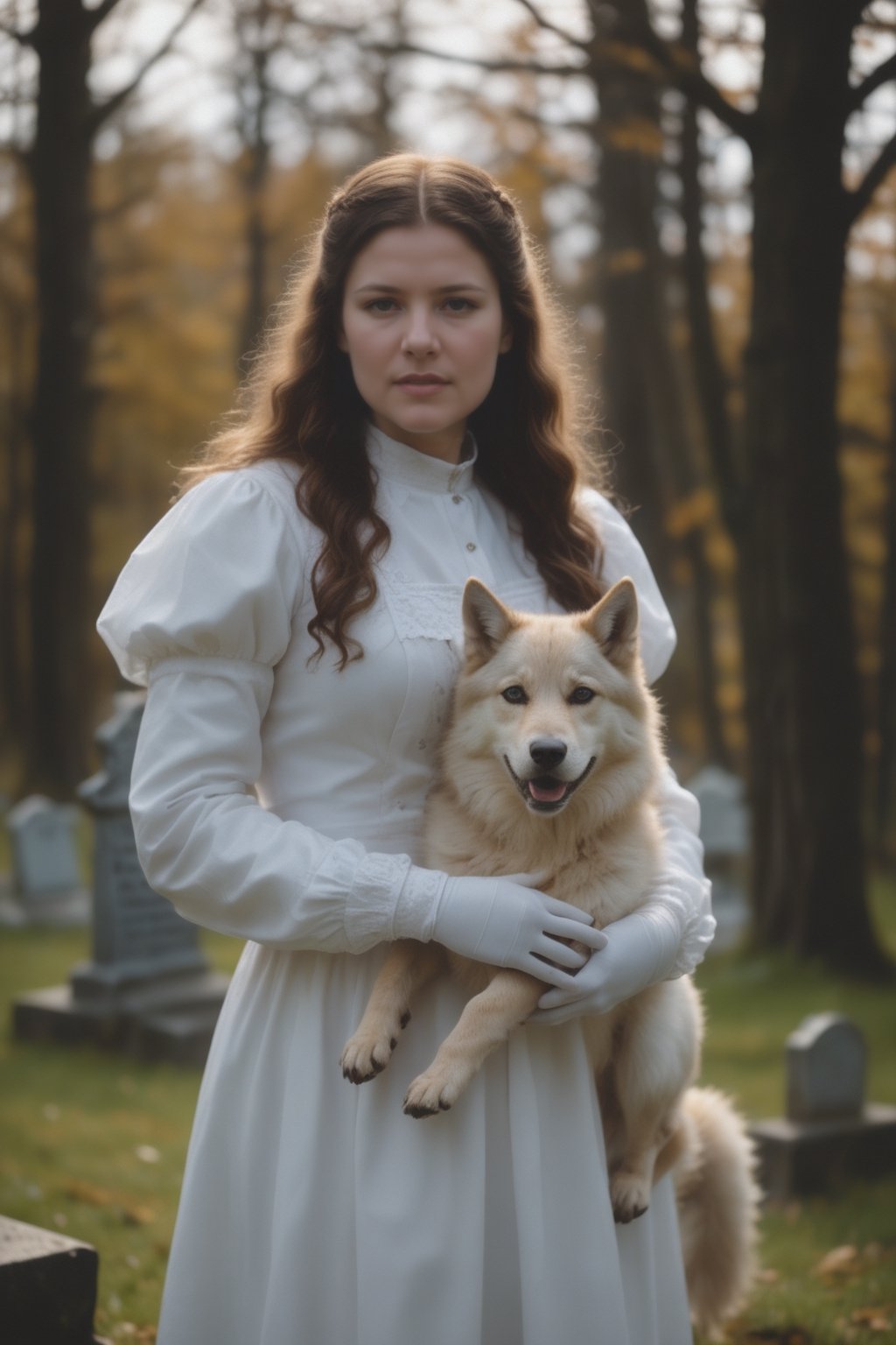 A beautiful deaconess from Finland emerging from the ground of a cemetery. Ptosed bust. Swedish black forest. Similar eyes...