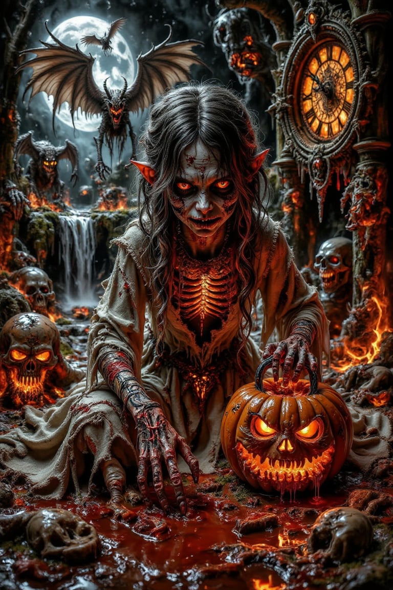 Creepy little girl with a terrifying,  unsettling face — pale skin,  hollow black eyes by Alvin Art on Tensor.Art