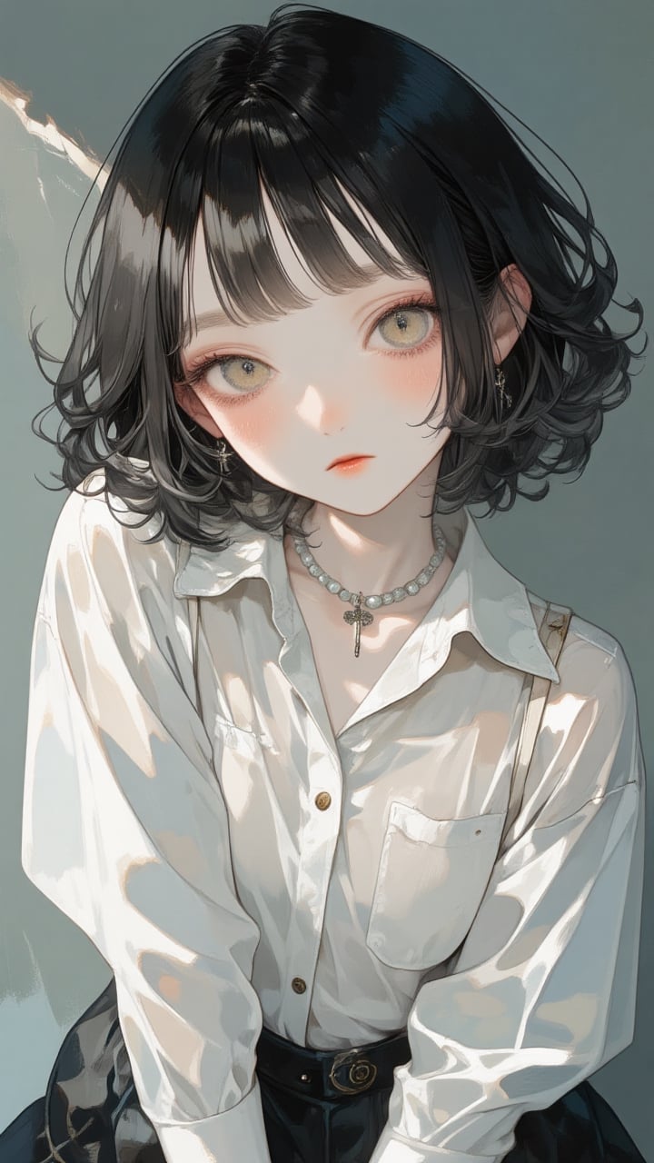 cute girl,  Straight bangs,  blushed by user_809948703933703819 on Tensor.Art