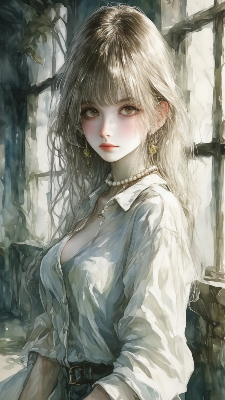 cute girl,  Straight bangs,  blushed by user_809948703933703819 on Tensor.Art