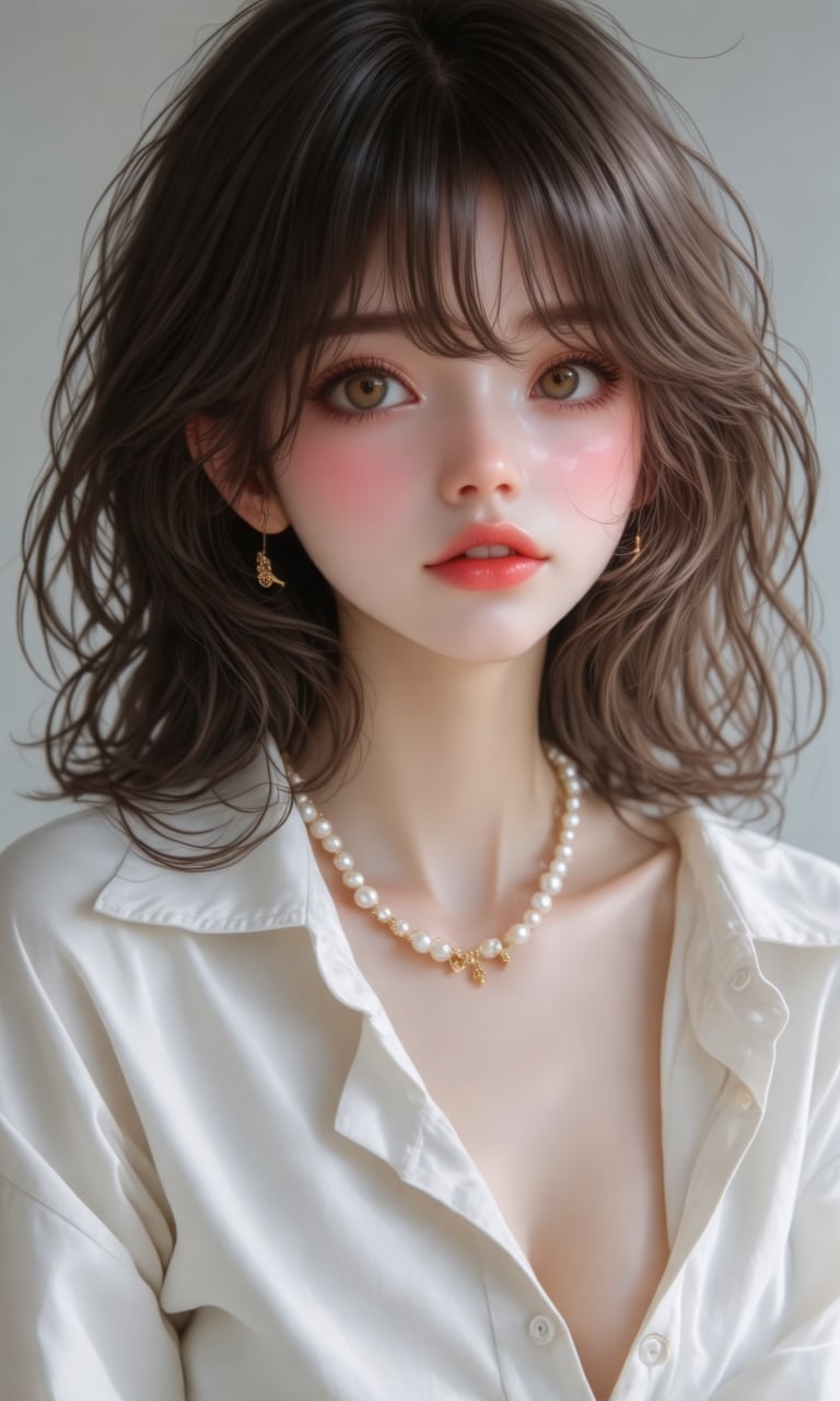 cute girl,  Straight bangs,  blushed by user_809948703933703819 on Tensor.Art