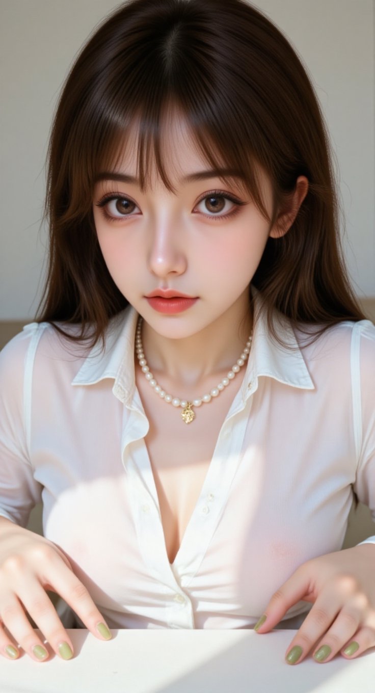 cute girl,  Straight bangs,  blushed by user_809948703933703819 on Tensor.Art