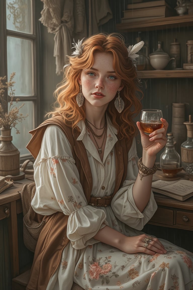 Refined prompt: Sophie-Mireth is 22 years old,  redhead,  with freckles on her face by AD ASTRA PER ASPERA on Tensor.Art