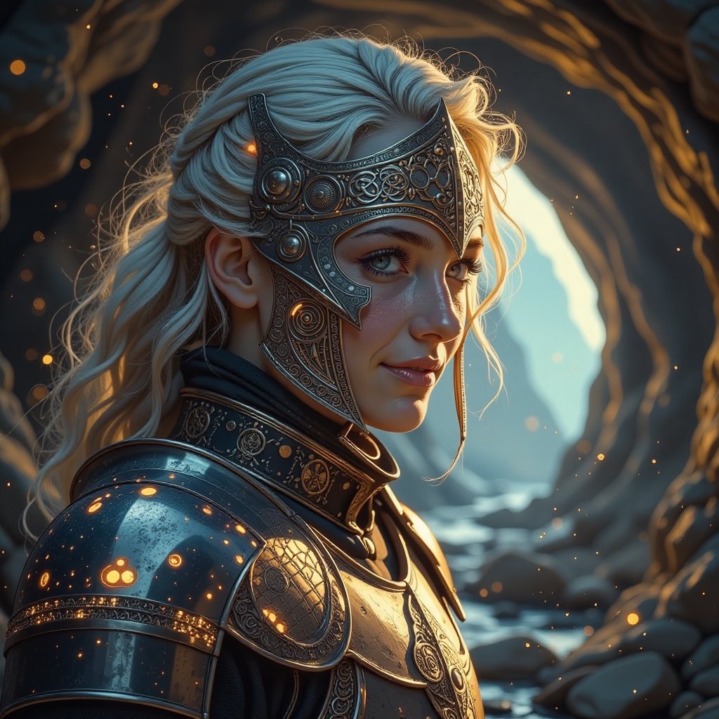 illuminate half of the model's face and creating dramatic chiaroscuro effects,  white hair,  curly hair by user_8128795380...