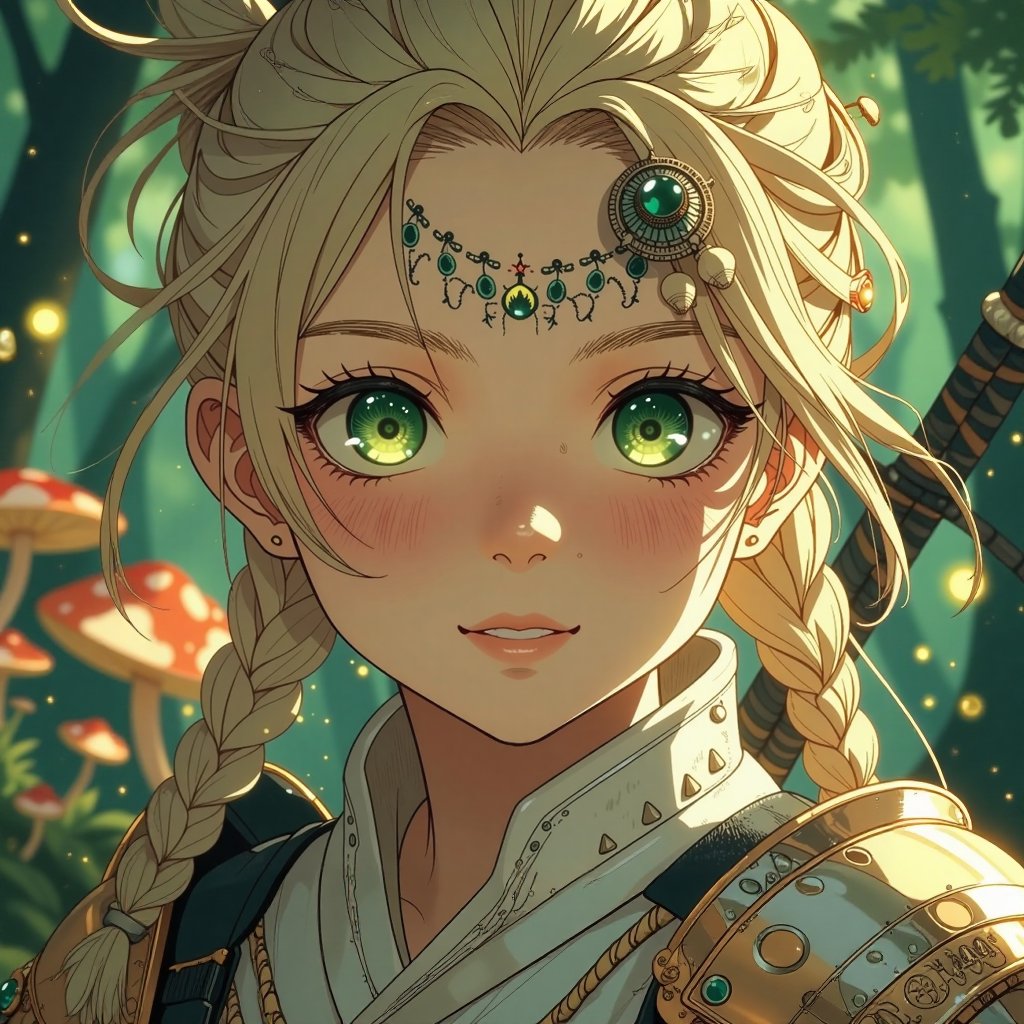 backlighting,  blonde and green eyes,  cornrow by user_812879538077001864 on Tensor.Art