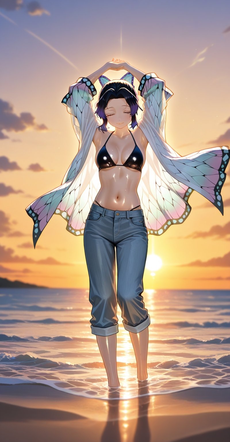 1girl,  solo,  short black and purple multicolored hair by Realistic world  on Tensor.Art
