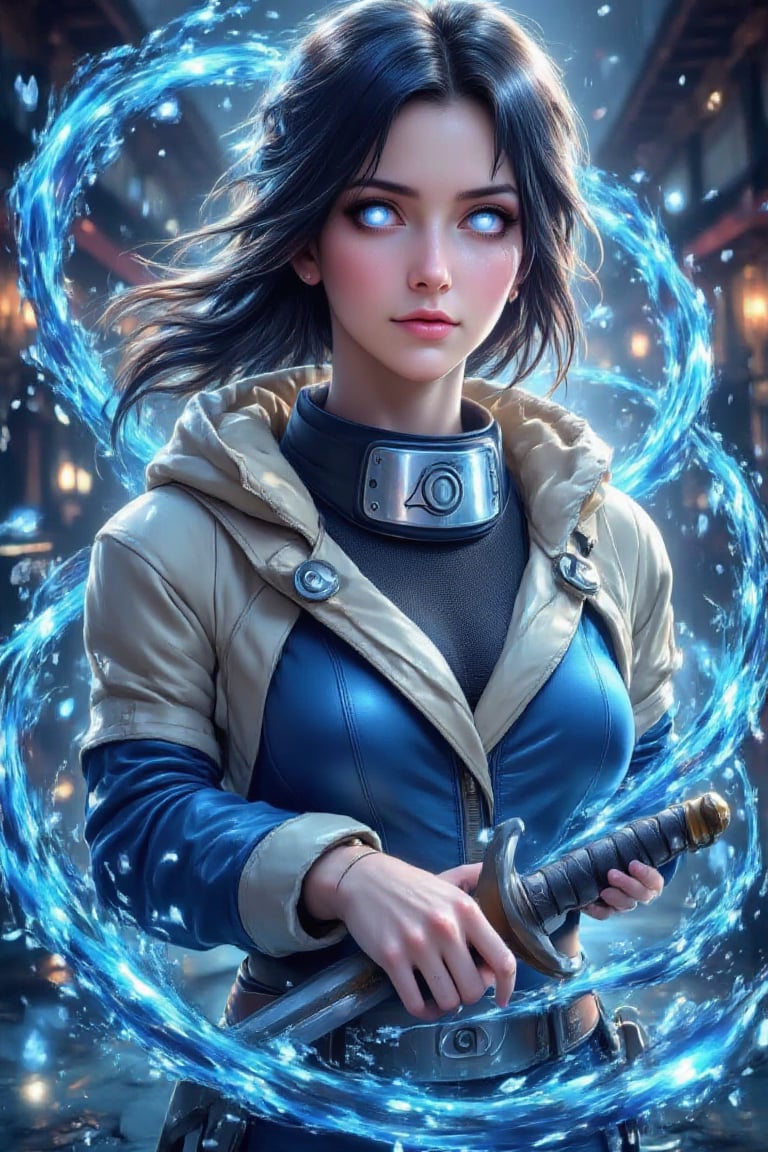 aqua_splash_katana,  fantasyartgem,  Hyper-realistic portrait of Hinata Hyuga style from Naruto by JoeArt on Tensor.Art