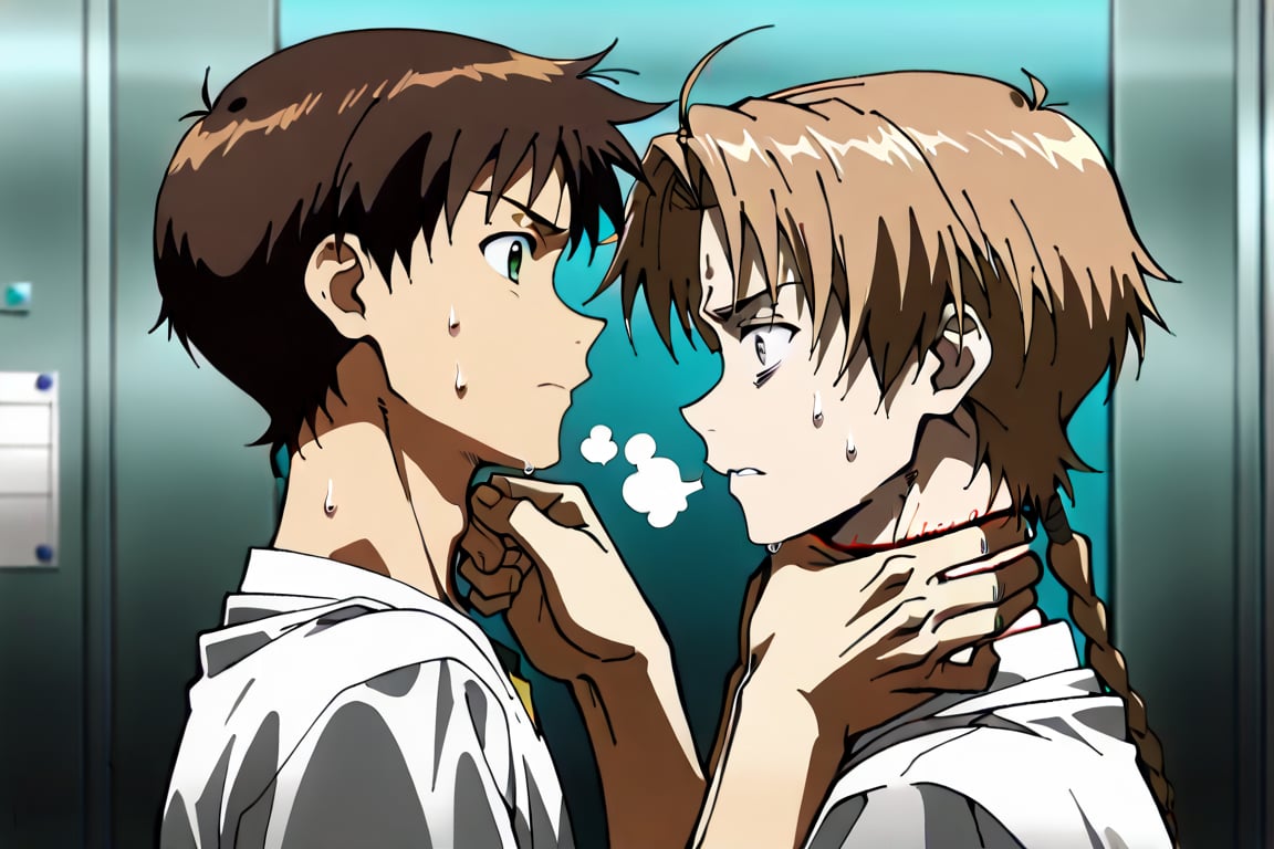 Side view,  2boys,  Shinji and Rudeus by Adamsapple_Houjie喉结 on Tensor.Art