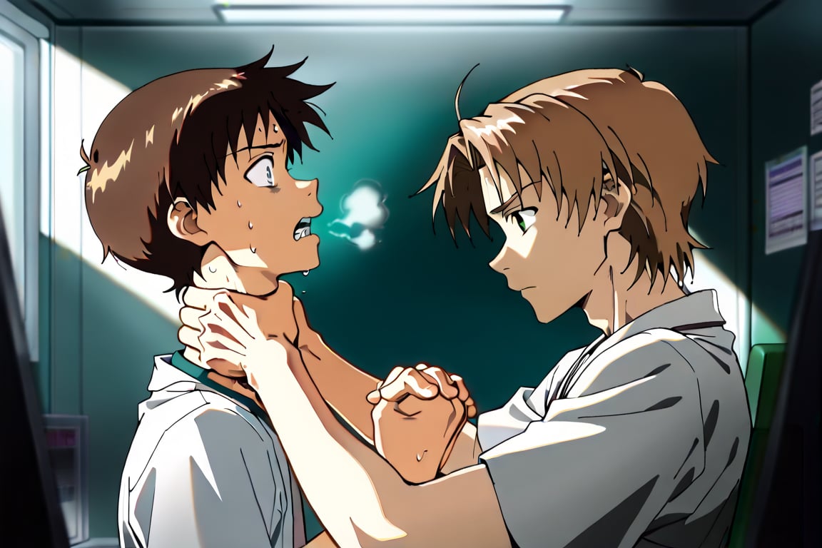 Side view,  2boys,  Shinji and Rudeus by Adamsapple_Houjie喉结 on Tensor.Art