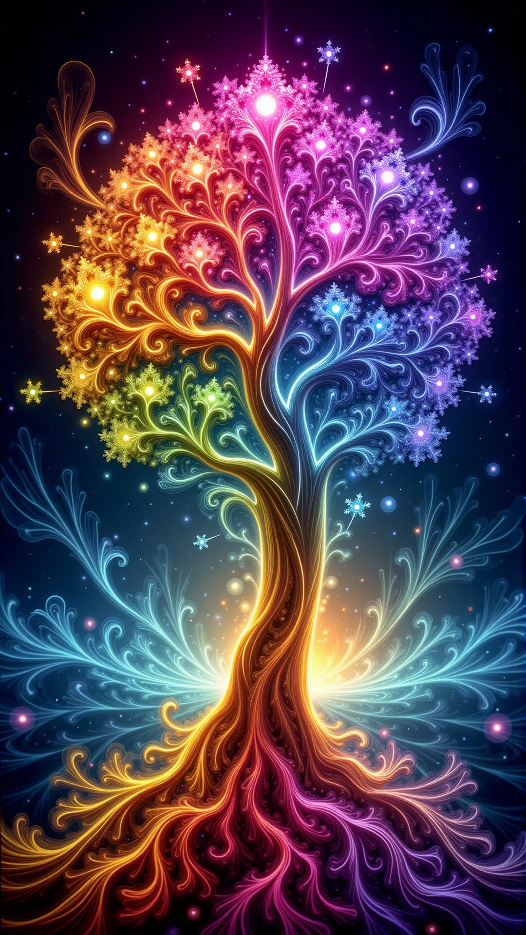 Quantum Art Style and,  Spectrum colorful art of a tree by AIR on Tensor.Art