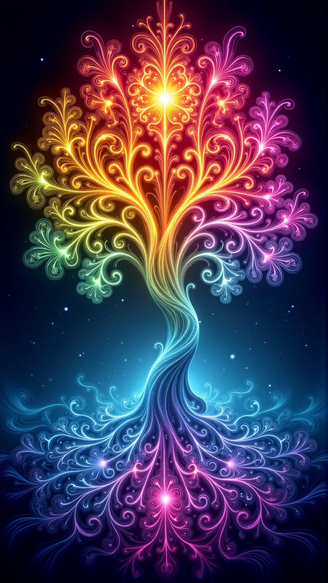 Quantum Art Style and,  Spectrum colorful art of a tree by AIR on Tensor.Art