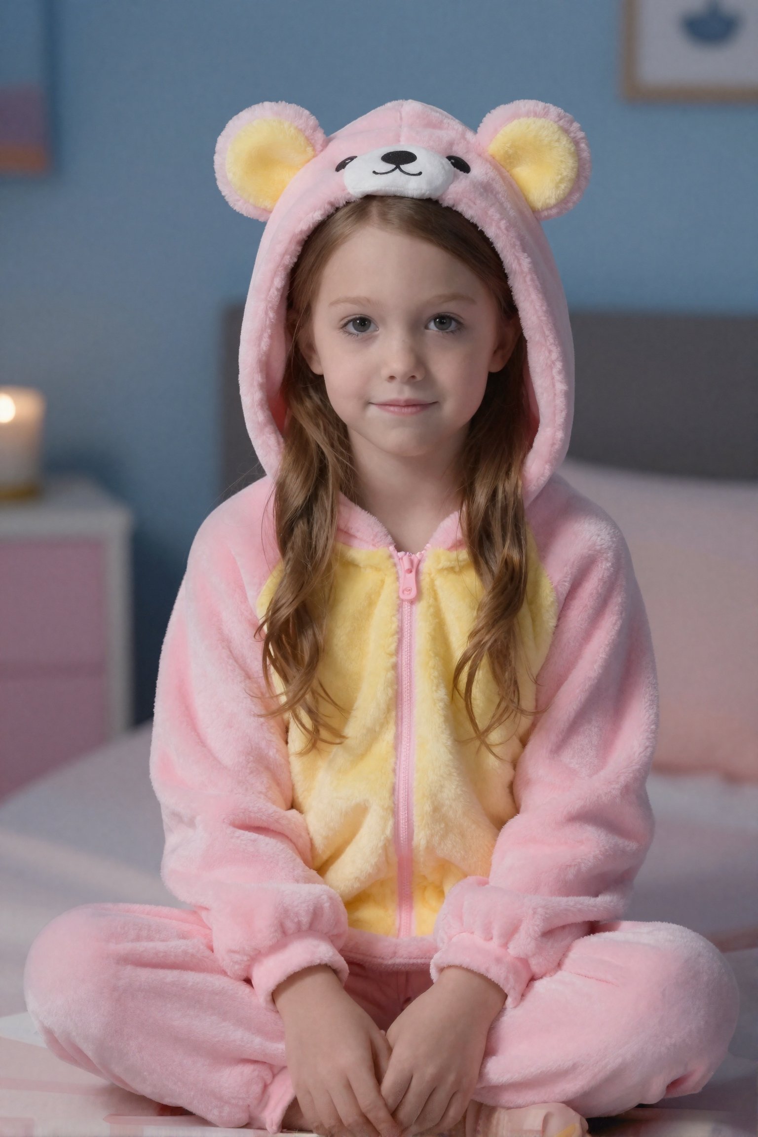Create a photorealistic,  ultra high-definition masterpiece of a very young,  very cute european girl wearing a cute littl...