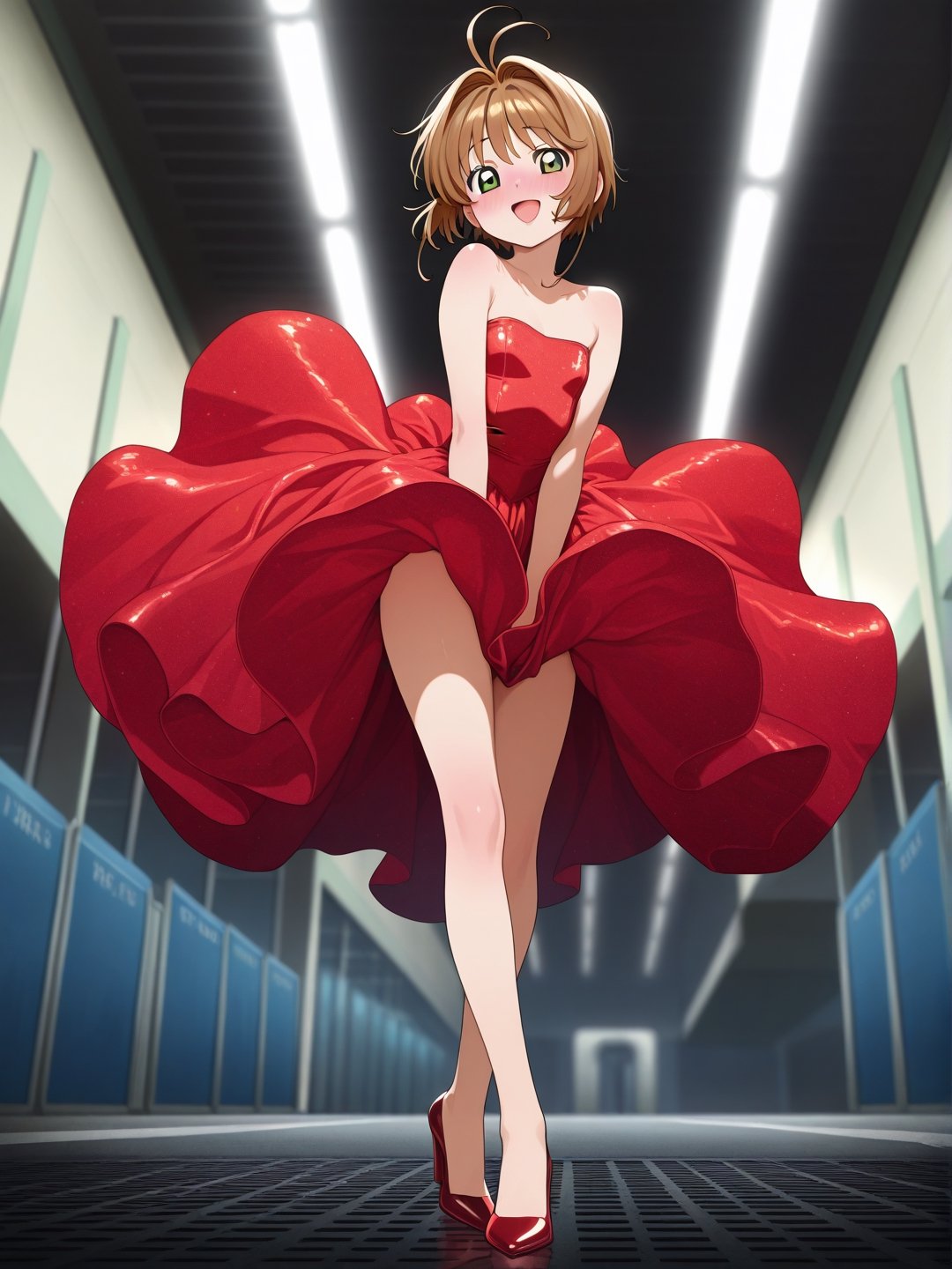 1girl,  kinomoto_sakura,  red satin dress by Doplgngr on Tensor.Art