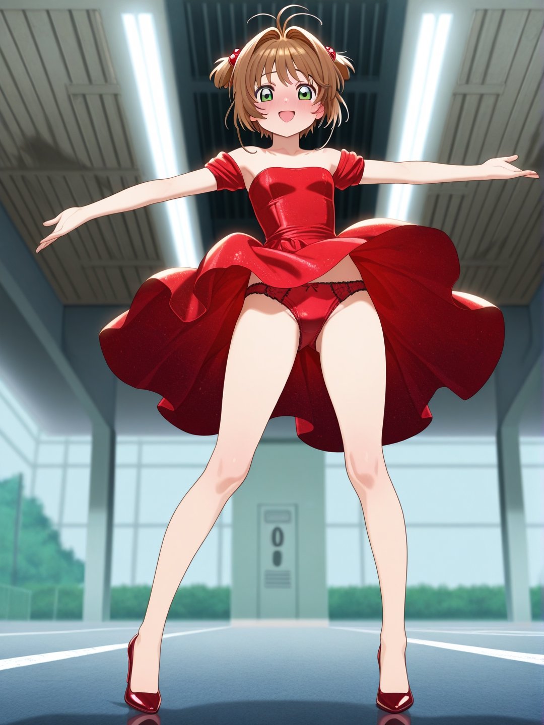 1girl,  kinomoto_sakura,  red satin dress by Doplgngr on Tensor.Art