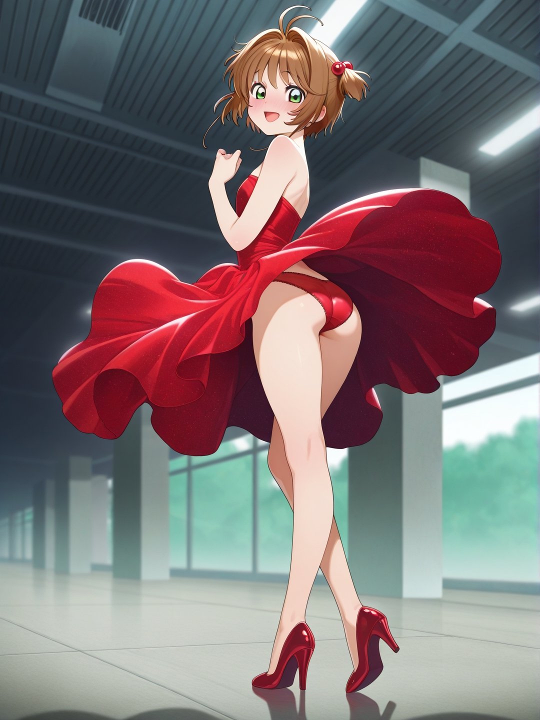 1girl,  kinomoto_sakura,  red satin dress by Doplgngr on Tensor.Art