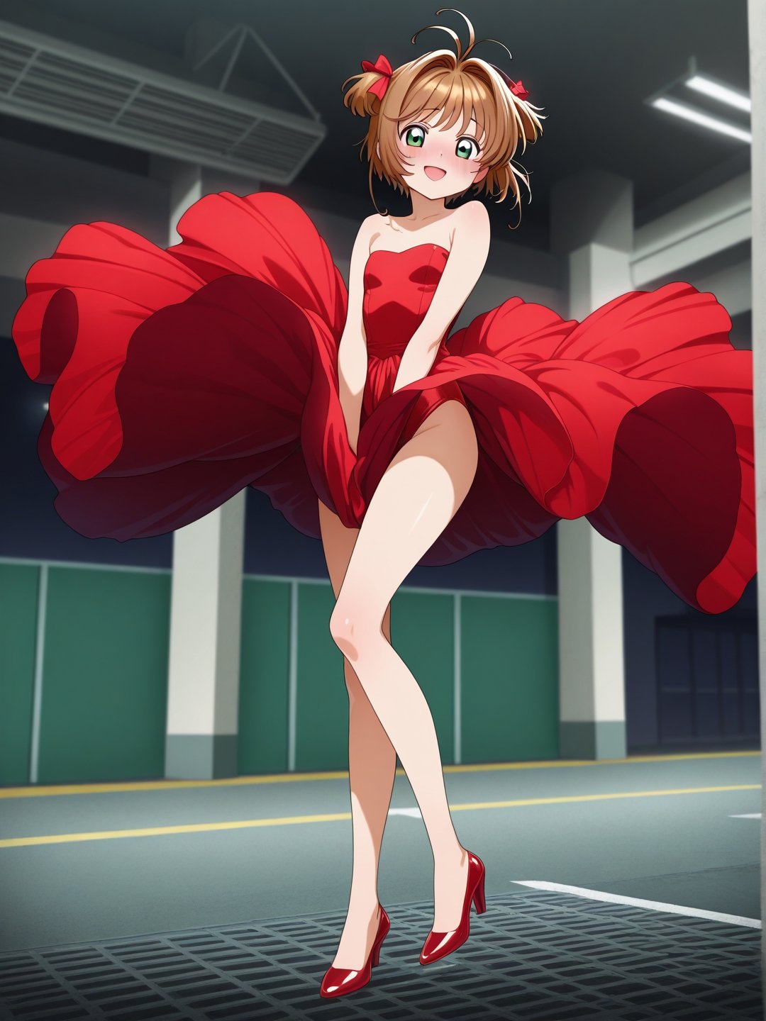 1girl,  kinomoto_sakura,  red satin dress by Doplgngr on Tensor.Art