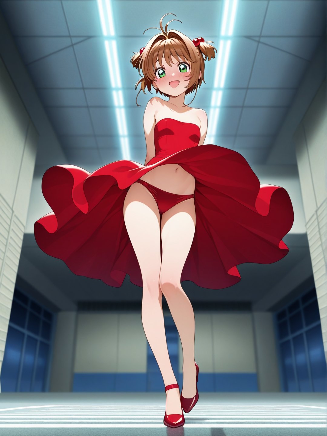 1girl,  kinomoto_sakura,  red satin dress by Doplgngr on Tensor.Art