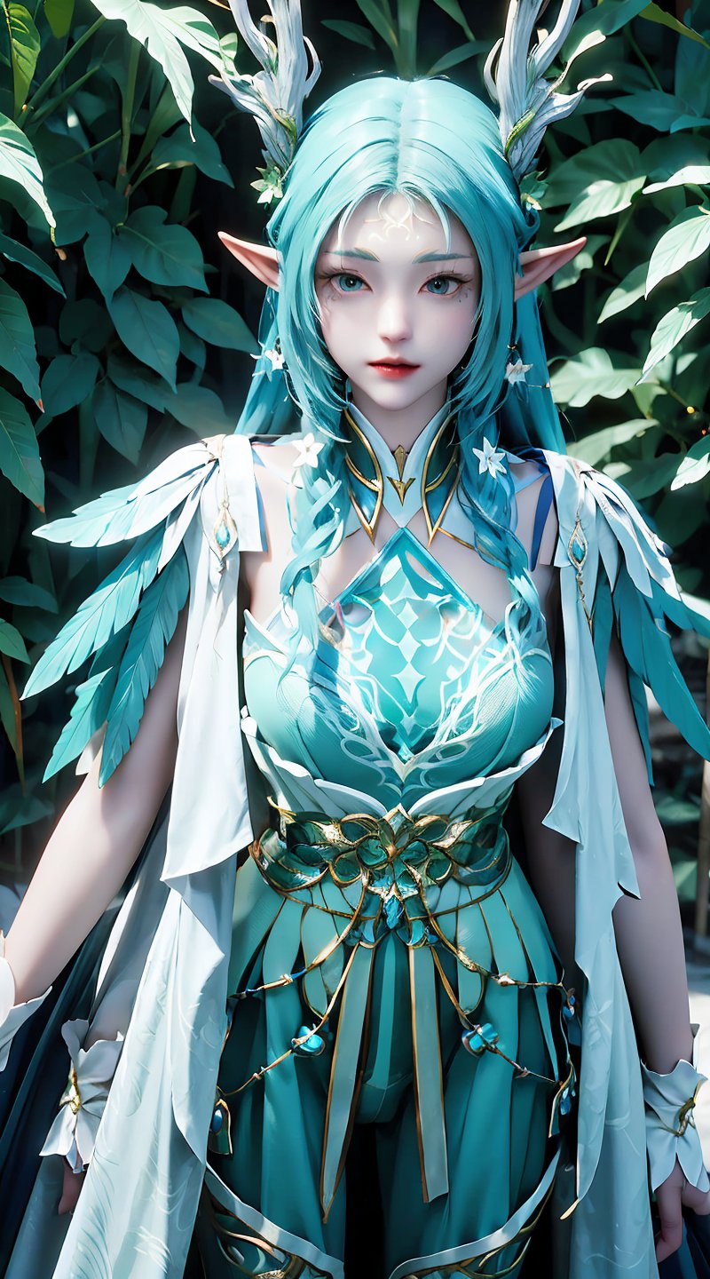 a female elf dressed in costume with long hair and blue skin and leaves,  1girl,  solo by flowers 🌺 on Tensor.Art