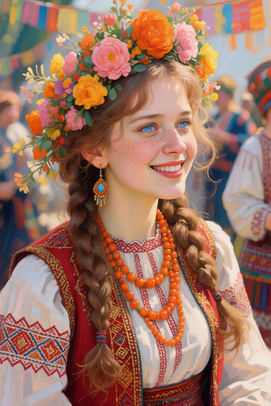 kaoruyamada2q painting. Close-up,  slightly high-angle shot of a young Slavic woman,  shown in 3/4 view by Jackel123 on Te...