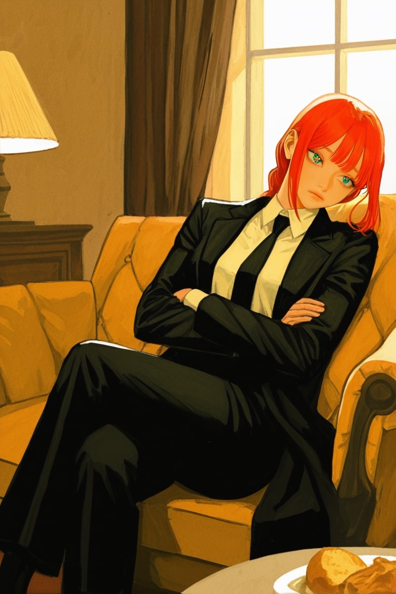 crossed_legs,  necktie,  makima_(chainsaw_man) by 無知 on Tensor.Art