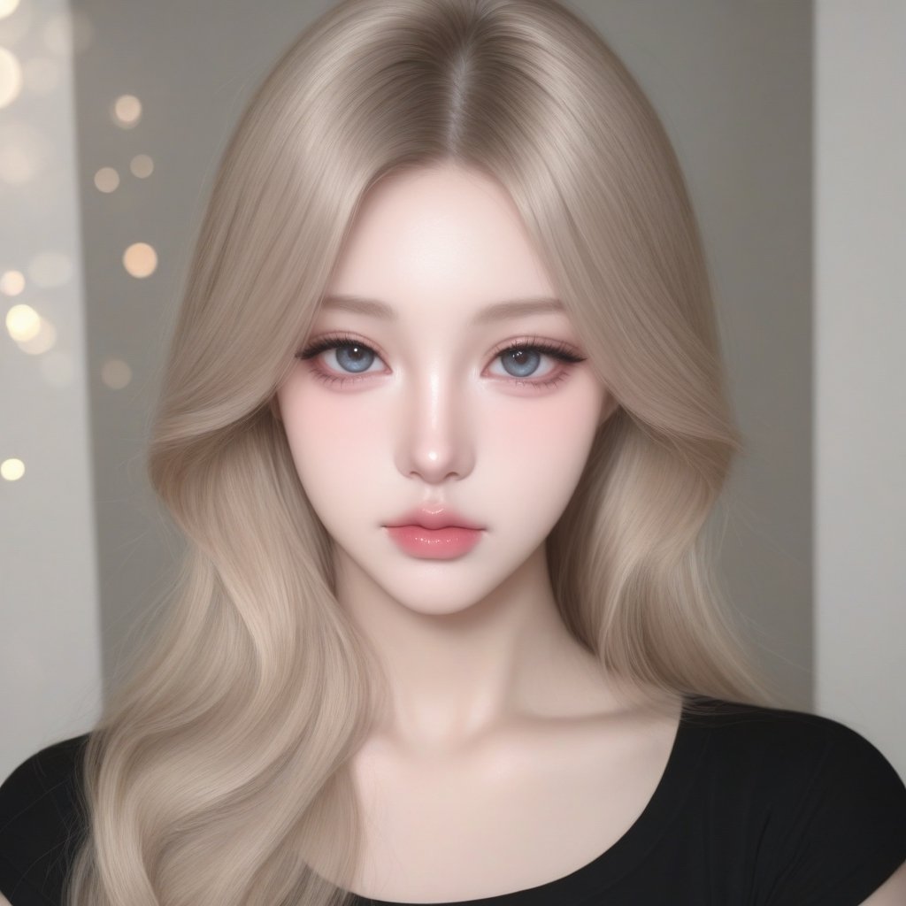 Solo female,  focus on female. A beautiful 41-year-old woman with elegant and youthful features. ((She has long black wavy...