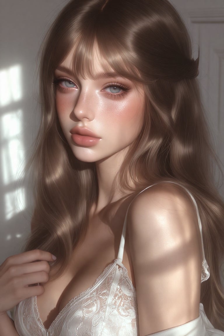 A young woman with a confident,  direct gaze,  She has fair skin by JEREF on Tensor.Art